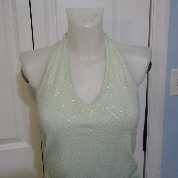 VENUS Tops - VENUS Mint Green Sequined Halter
